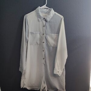 Vintage Havana Light/Medium Blue Two Tone  Button-Up Romper